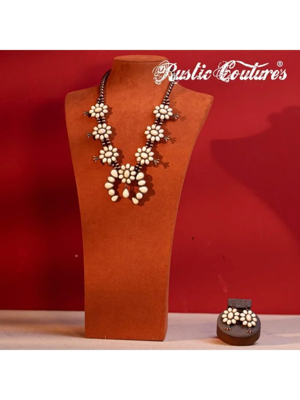Rustic Cowgirl Vintage Western Jewelry Set - Necklace & Earring for Women